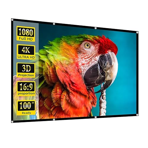 Projector Screen, 100 inch Movie Projector Screen16:9 Foldable Portable Projector Screens for Home Theater, Outdoor, Indoor Party, Office, Weding