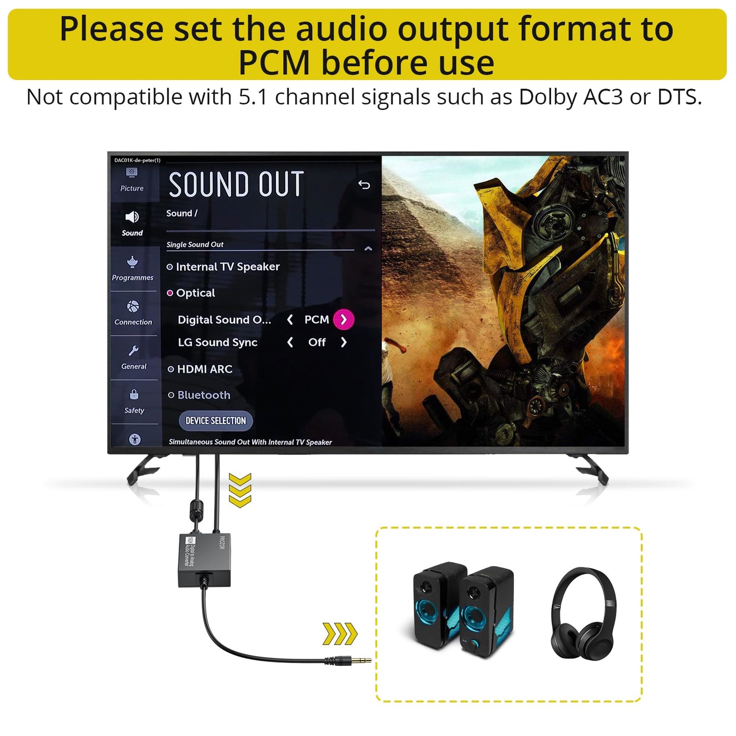 PROZOR 192kHz Digital to Analog Converter - DAC Digital Optical Toslink to 3.5mm Stereo Audio Adapter, SPDIF to 3.5mm Jack Amp for HD TV, Set top Box