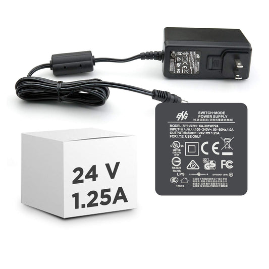 Plustek Power Adapter 24V 1.25A for OpticPro A320L,OpticBook A300 Plus,SmartOffice PS506U, PS3140U, PS3180U use