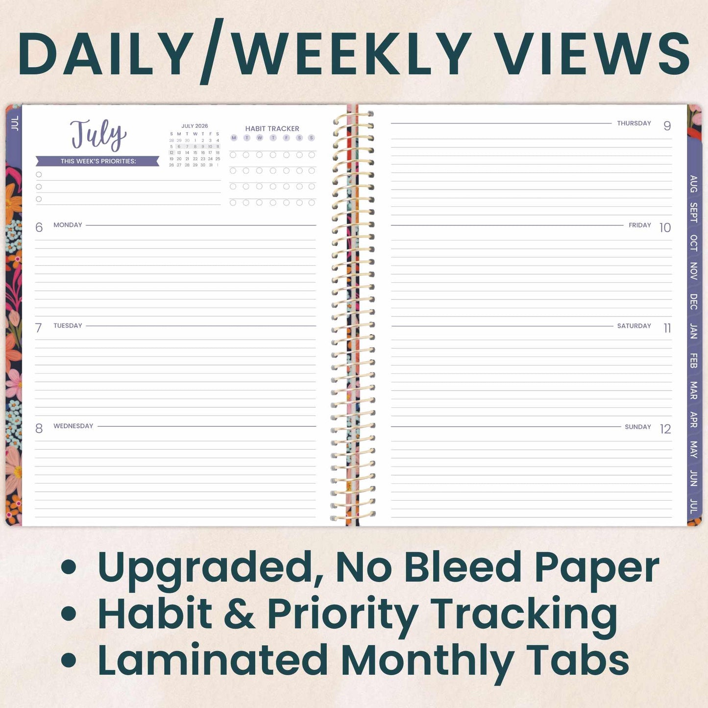 bloom daily planners 2026-2027 Planner (8.5” x 11") 13 Month Academic Year Organizer (July 2026 - July 2027) - Weekly & Monthly Agenda Book