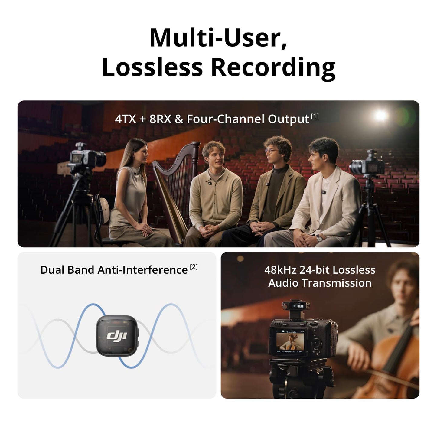 DJI Mic 3 (1 TX + 1 RX), Wireless Lavalier Mic for iPhone/Camera/Android, Ultralight, Extended Operating Time & Fast Charging, 1312ft (400m)