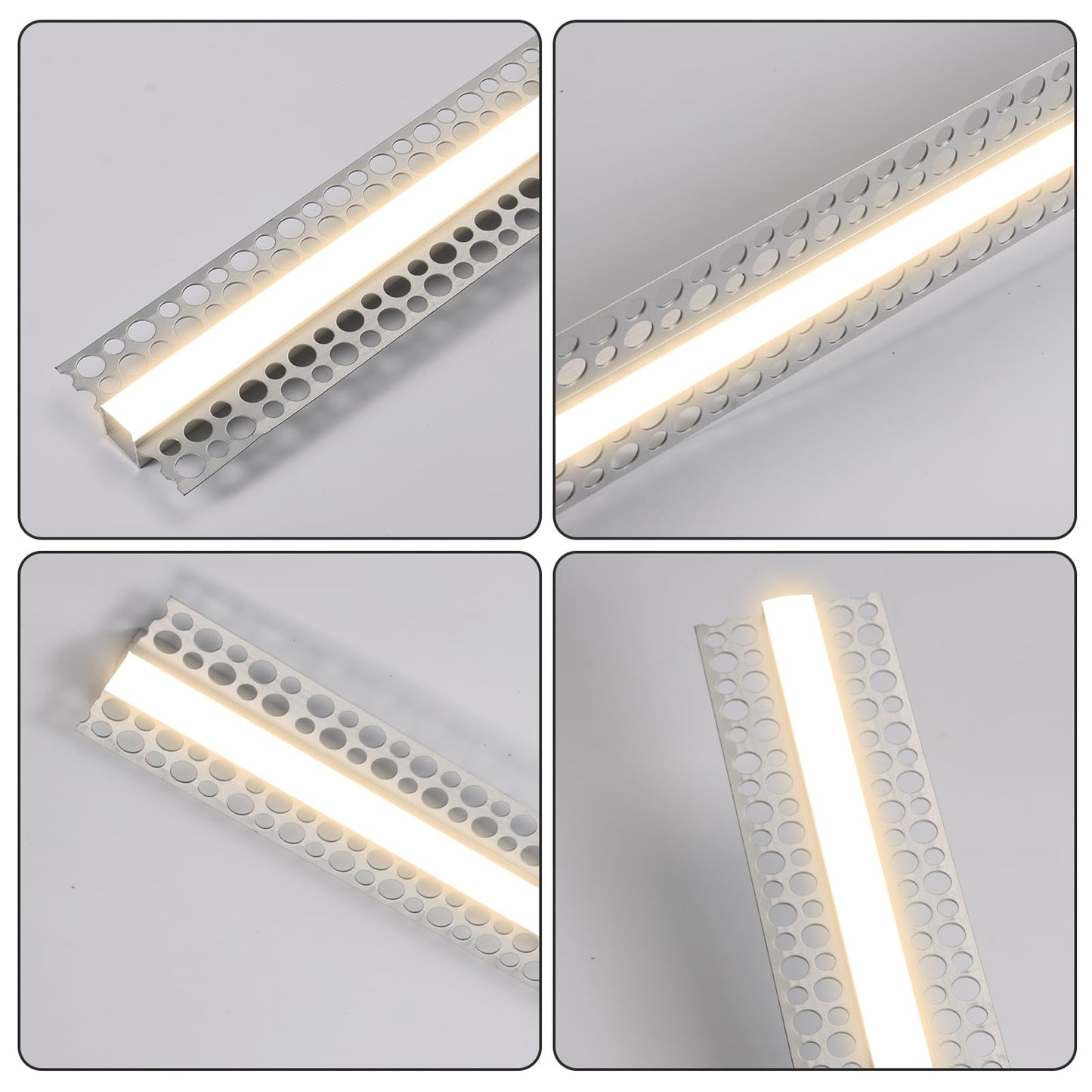 JWTCLUST 10 Pack Plaster-in Drywall Recessed Led Strip Channel Diffuser 3.3ft/1Meter Aluminum U Track for LED Tape Trimless Lighting Wall and Ceiling