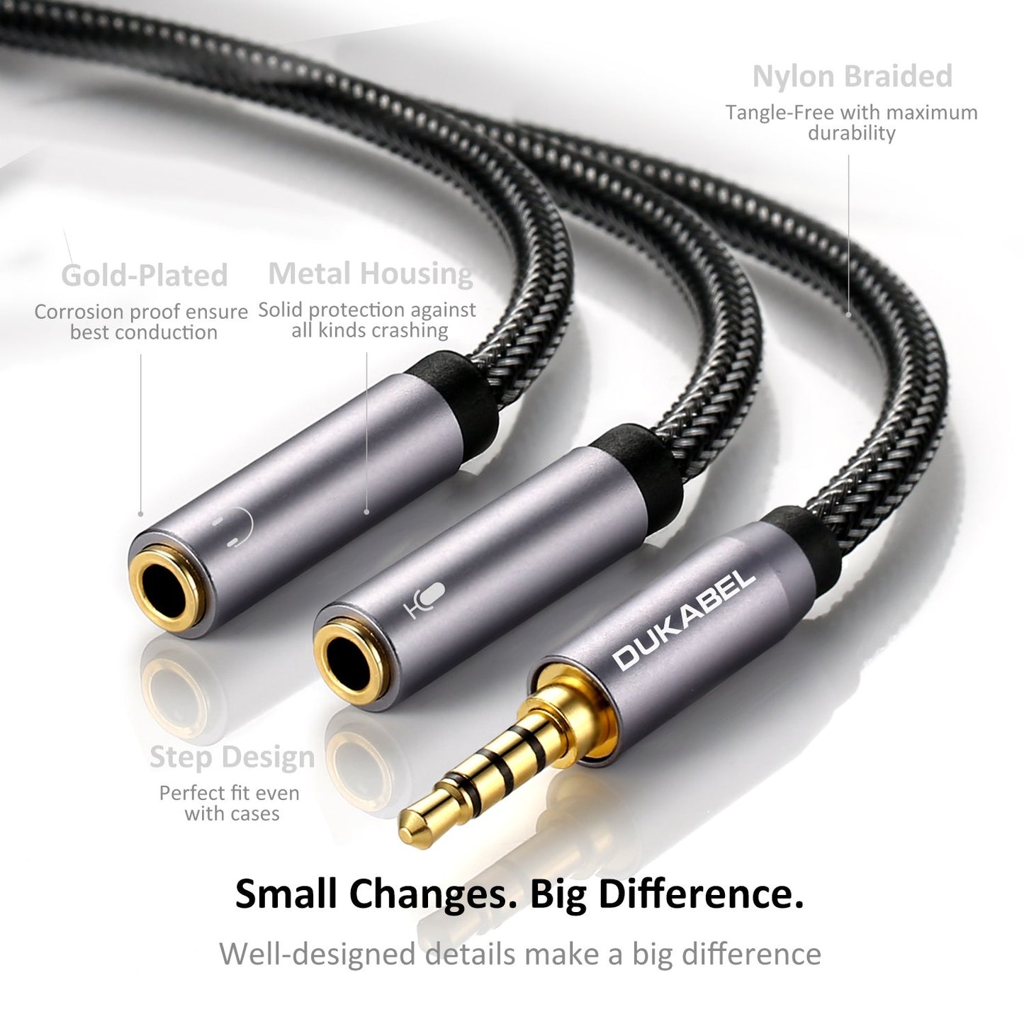 DUKABEL Headsets Splitter Adapter, 3.5mm Jack Separate Headphone & Mic Plug Adapter 3.5mm Combo Audio Adapter Cable for PS4 Gaming Headset PC Xbox One