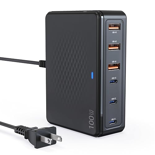 TT&C 100W USB C Charging Station, 6-Port GaN III Desktop Hub (30W Max Per Port), Compatible with iPhone 17, 16, 15, Pro Max, 14, 13, 12, 11, iPad