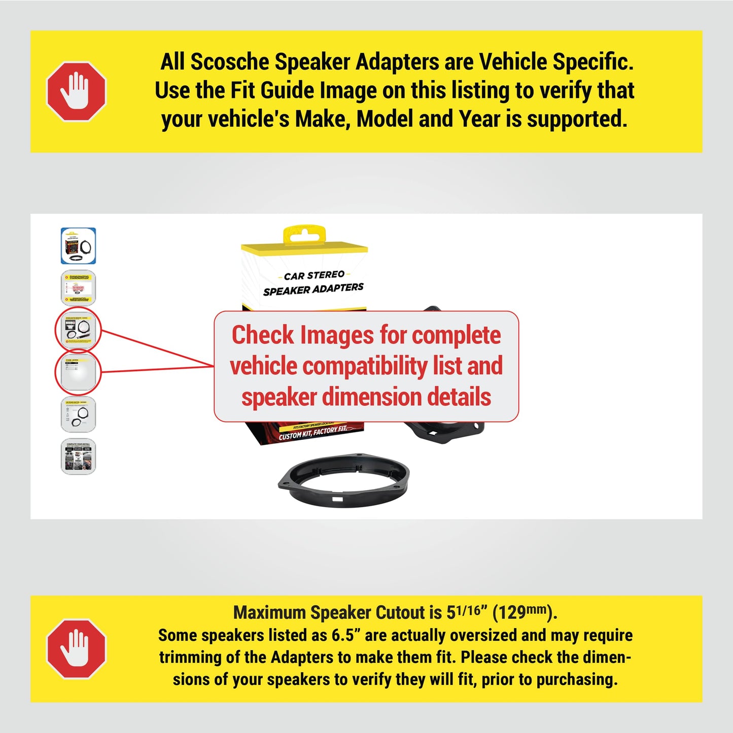 Scosche SASCN656 5.25-6.5” Speaker Adapters - Compatible with Select 2004-16 Nissan and Scion - Adapter for 5 1/4" to 6 1/2" Car Speakers - Sold in