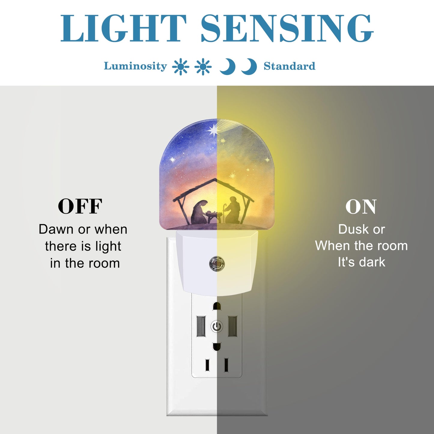 Uiaoiais Night Light Plug into Wall Birth of Jesus in Bethlehem Night Light with Dusk to Dawn Sensor Night Light for Kid Girls Boys Women Men Room