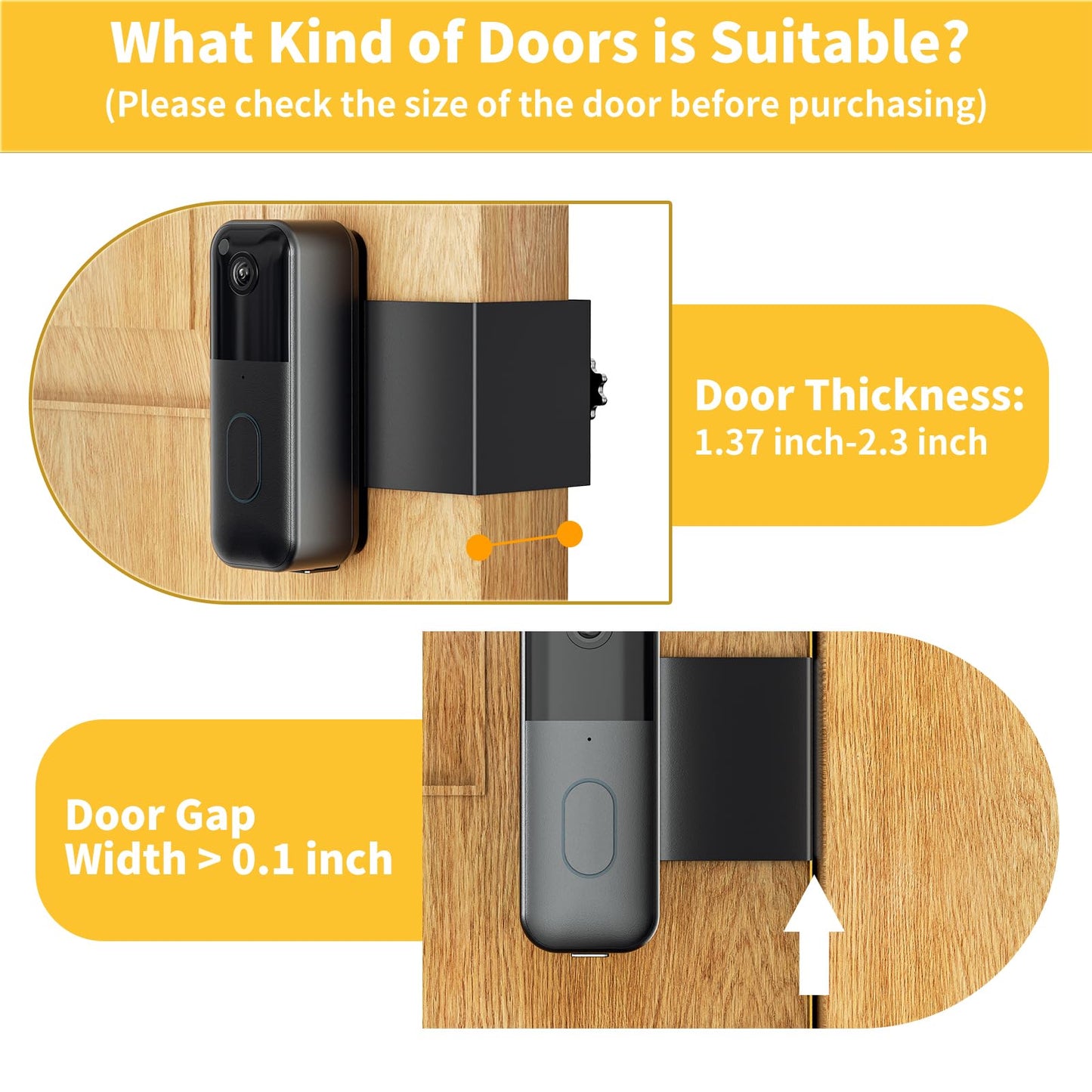 Blink Doorbell Mount No Drilling Bracket Fit for Blink Video Doorbell (1st & 2nd Gen) No Front Cover, Anti-Theft