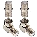 Coax 90 Degree Adapter F Type Male to Female Coaxial 90 Degree Connector Flat Wall L Shape 2pcs + 2pcs Coaxial Cable Connector RG6 F Type Female