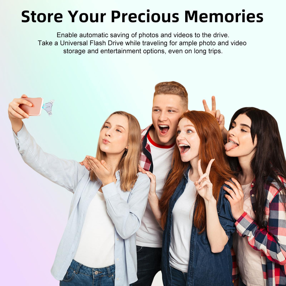 MFi Certified USB 3.0 Flash Drive 128GB for iPhone, 3in1 External Memory Photo Keeper Storage Stick for Picture/Video/Data Saver/Backup, High Speed