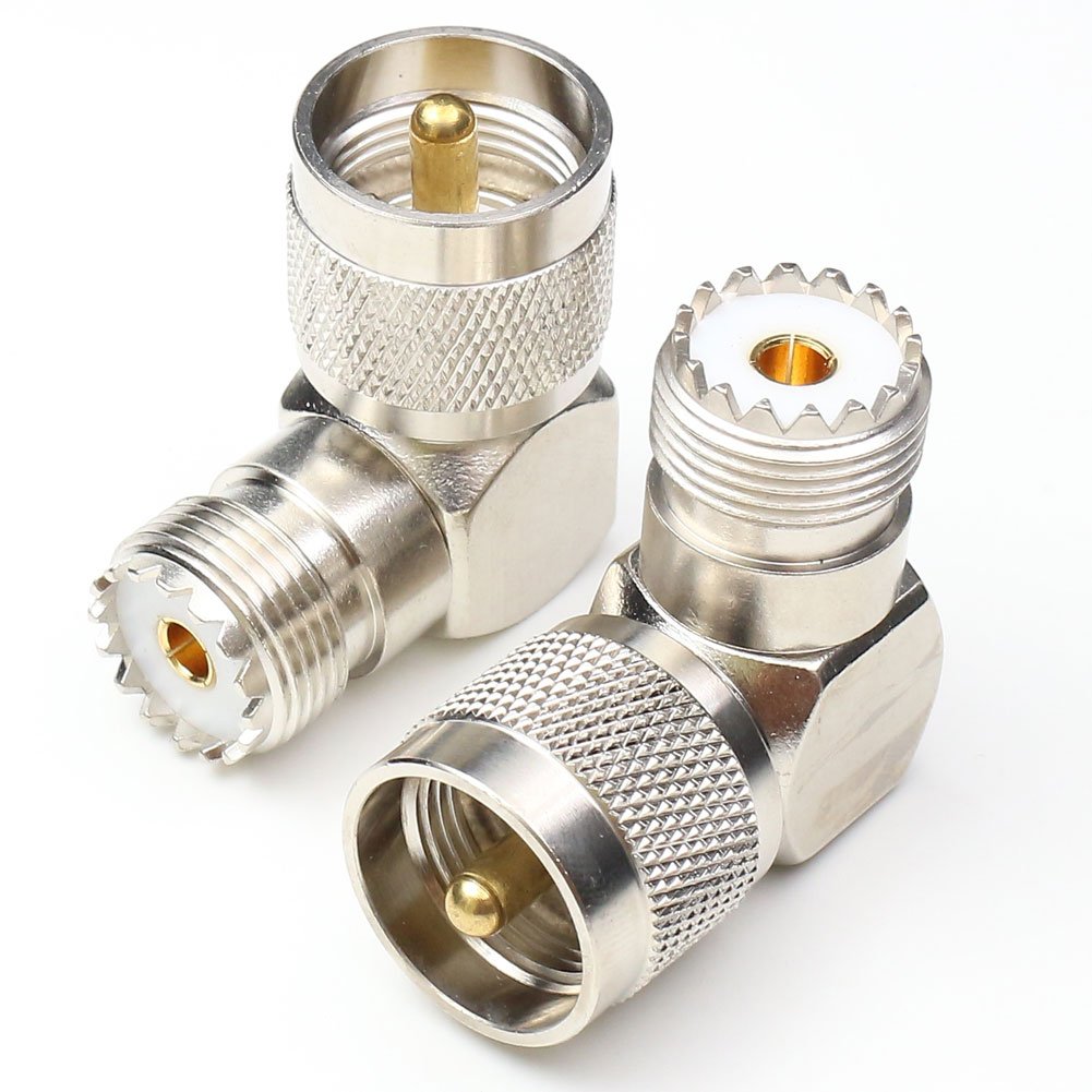 ANHAN UHF Male to Female Right Angle Connectors, PL259 Coax Connector UHF Right elbow 90 Degree Connector SO239 Coaxial Connectors Adapters 2Packs