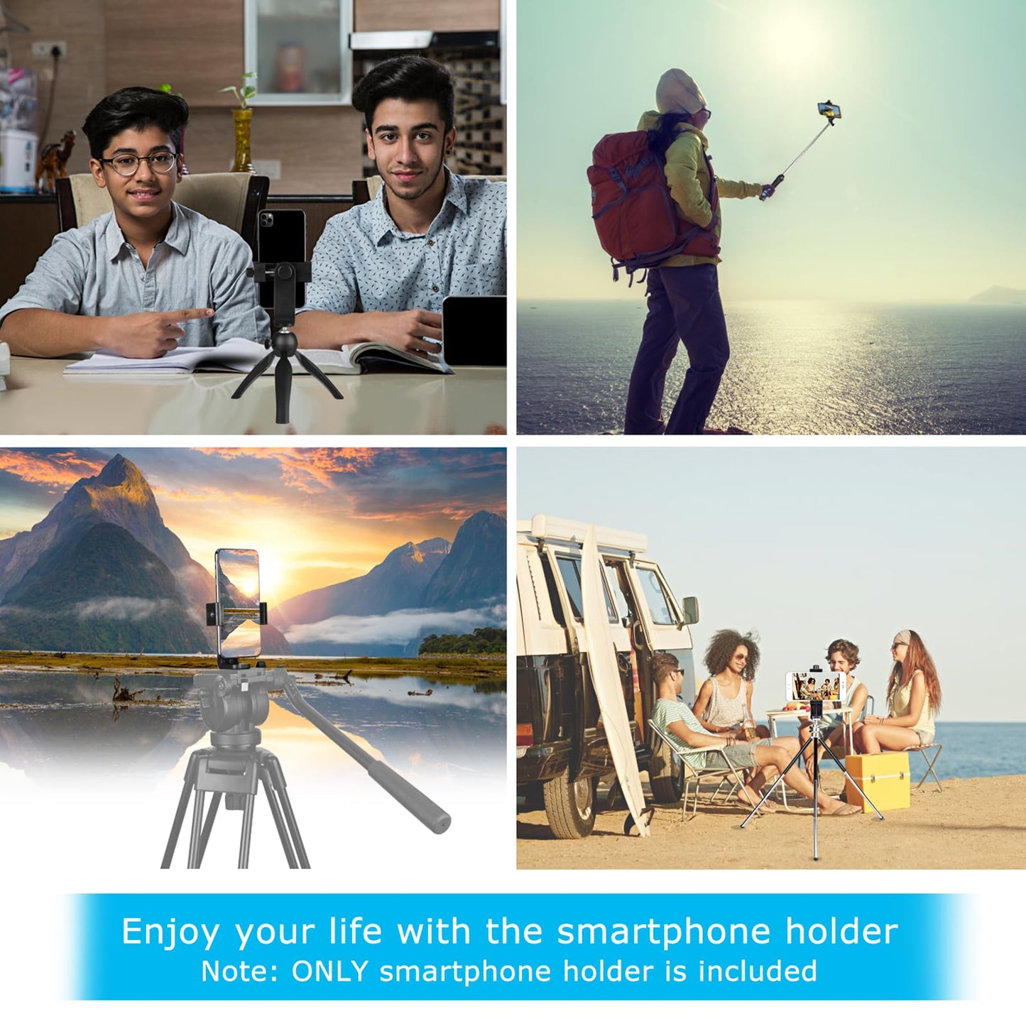 SharingMoment Premium Smartphone Holder/Vertical and Horizontal Tripod Mount Adapter Rotatable Bracket with 1/4 inch Screw/Adjustable Clip for iPhone