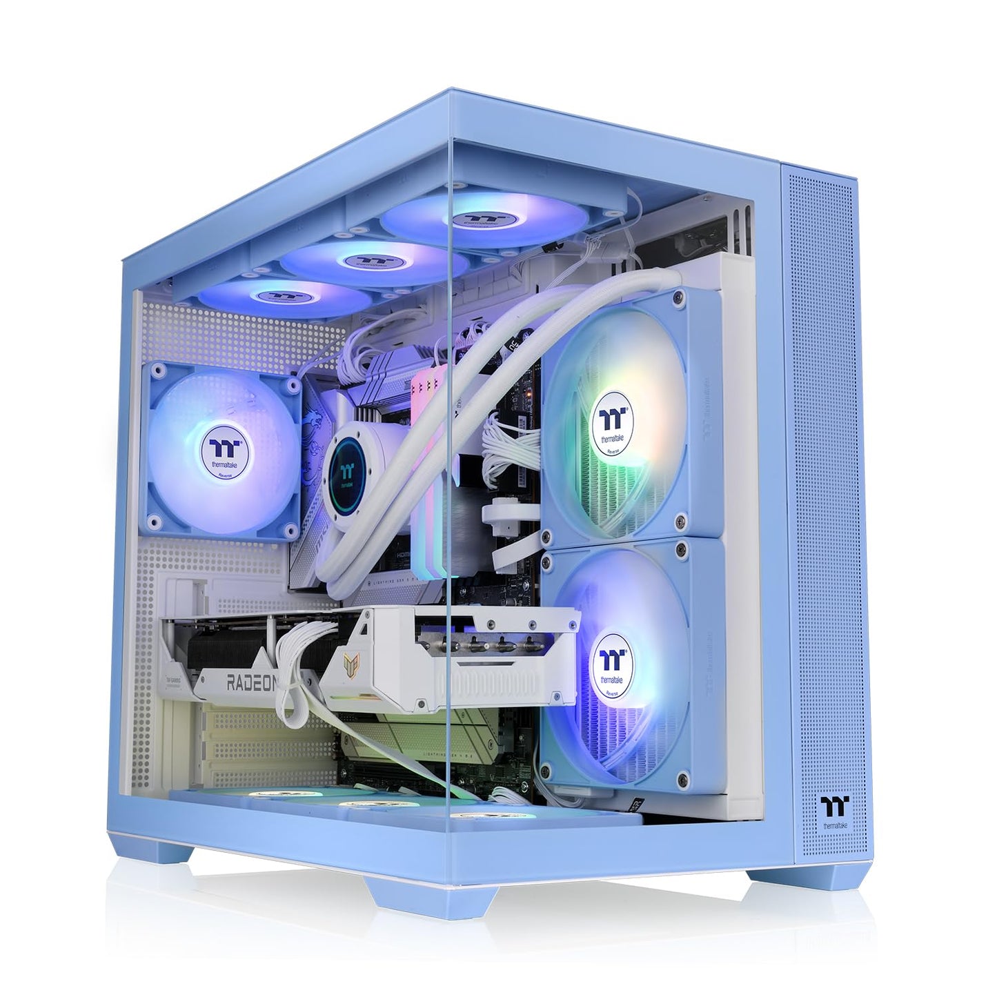 Thermaltake View 380 TG ARGB Hydrangea Blue ATX Case; 4x120mm ARGB Fans Included; Supports Hidden-Connector Motherboard; Front & Side Dual Tempered