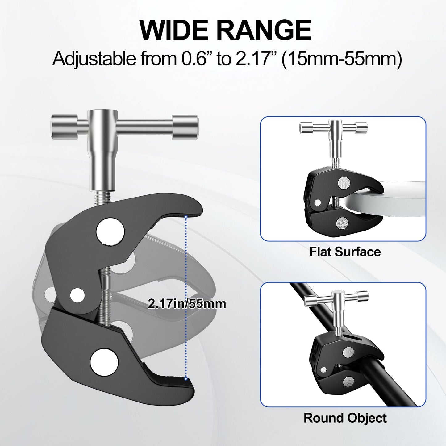 Magic Arm with Super Clamp Kit, 9.8" Adjustable Magic Arm Camera Mount with 1/4" & 3/8" Threads, 360° Rotation Adjustment for Monitor Flash LED Light