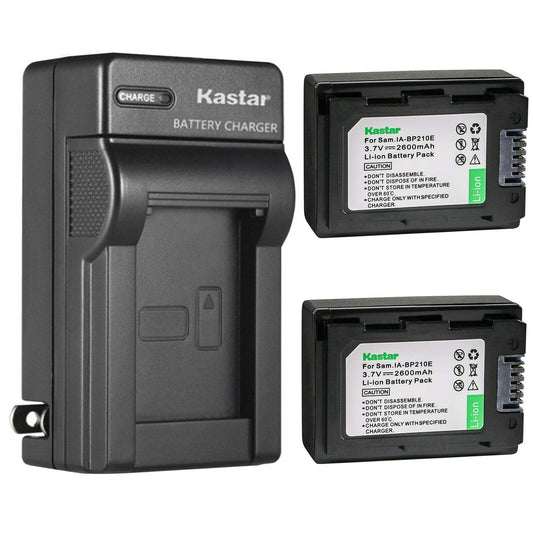 Kastar 2-Pack IA-BP210E Battery and AC Wall Charger Replacement for Samsung HMX-S15BP, HMX-S16, SMX-F40, SMX-F40BN, SMX-F40LN, SMX-F40RN, SMX-F40SN