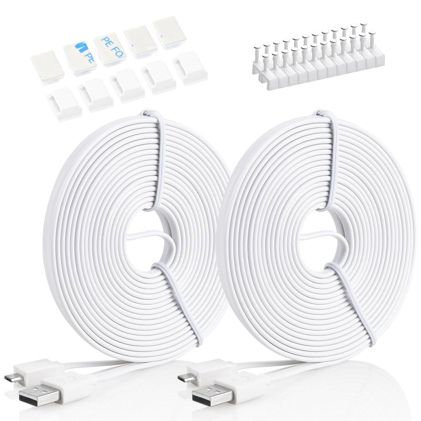 Soshine Long Micro USB Cable 25ft - USB to Micro USB Cable for PS4 Controller and Security Camera 2pack