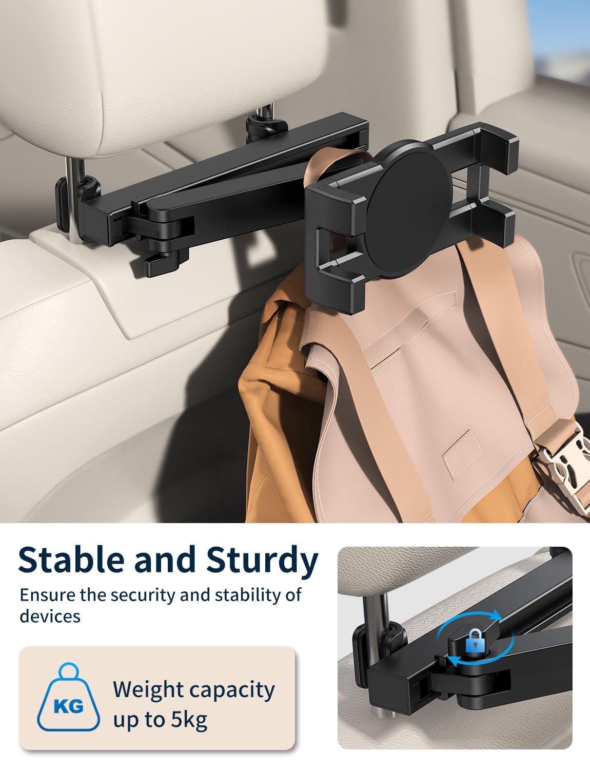 Tablet Holder for Car Headrest, ipad Car Holder Back Seat, Road Essentials