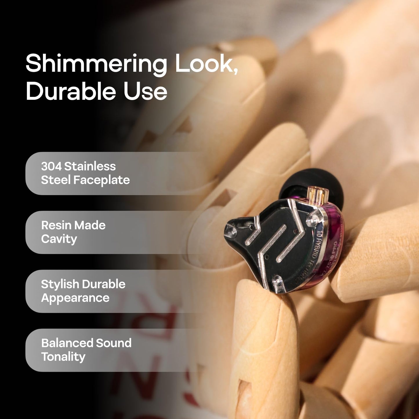 Linsoul KZ ZS10 Pro, 4BA+1DD 5 Driver in Ear Monitor, HiFi Wired Earbuds, Gaming Earbuds, Hybrid IEM Earphones with Stainless Steel Faceplate