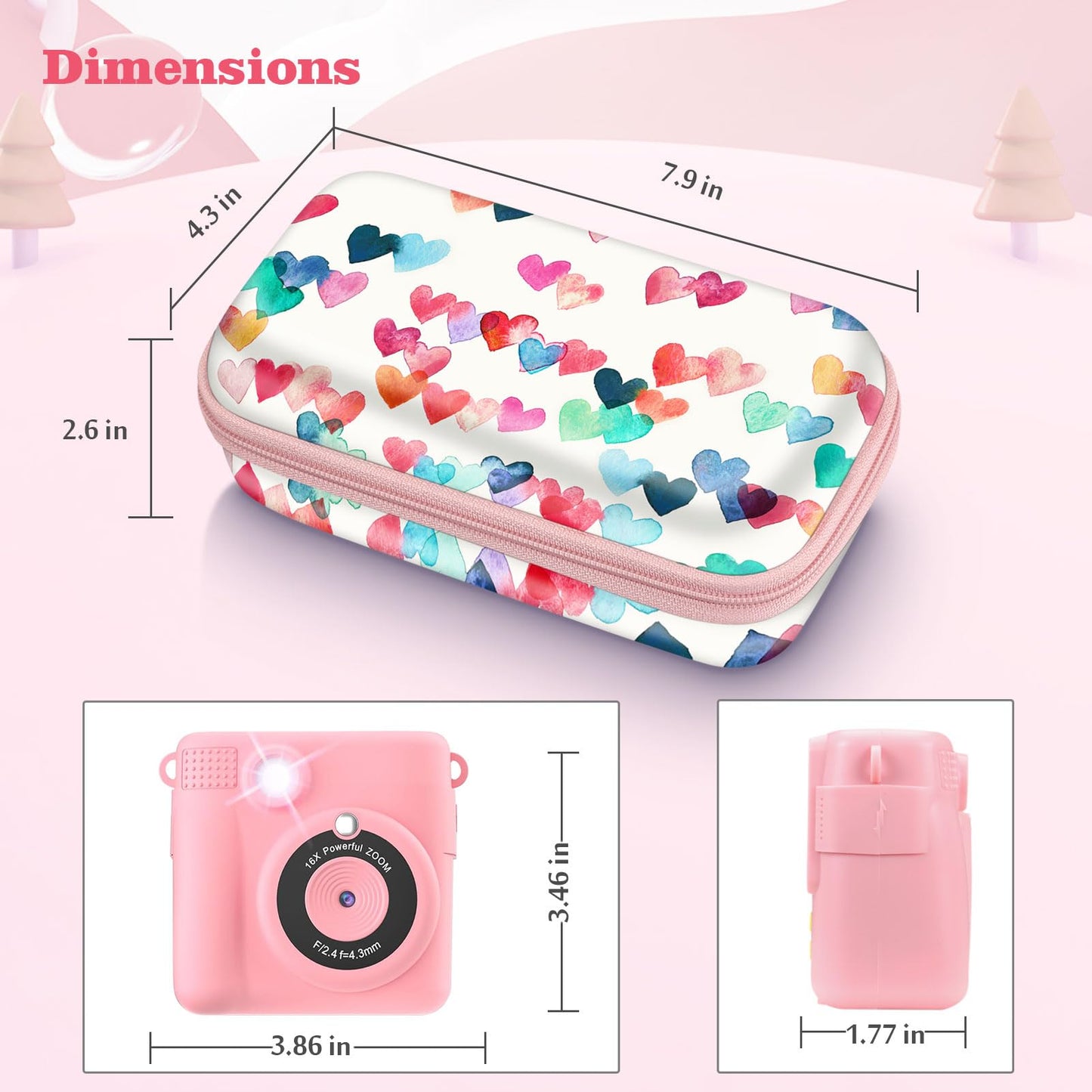 Fintie Kids Camera Case Compatible with ESOXOFFORE, MINIBEAR, Dylanto, GKTZ, Mgaolo, WEEFUN Instant Print Digital Cameras, Hard Carrying Storage Bag