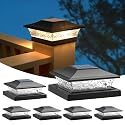 APONUO Solar Post Cap Lights 6 Pack for 4x4 5x5 6x6 Wood & Vinyl Fences - IP65 Waterproof, All-Night Auto On/Off, Warm/Cool White Light, Outdoor Deck