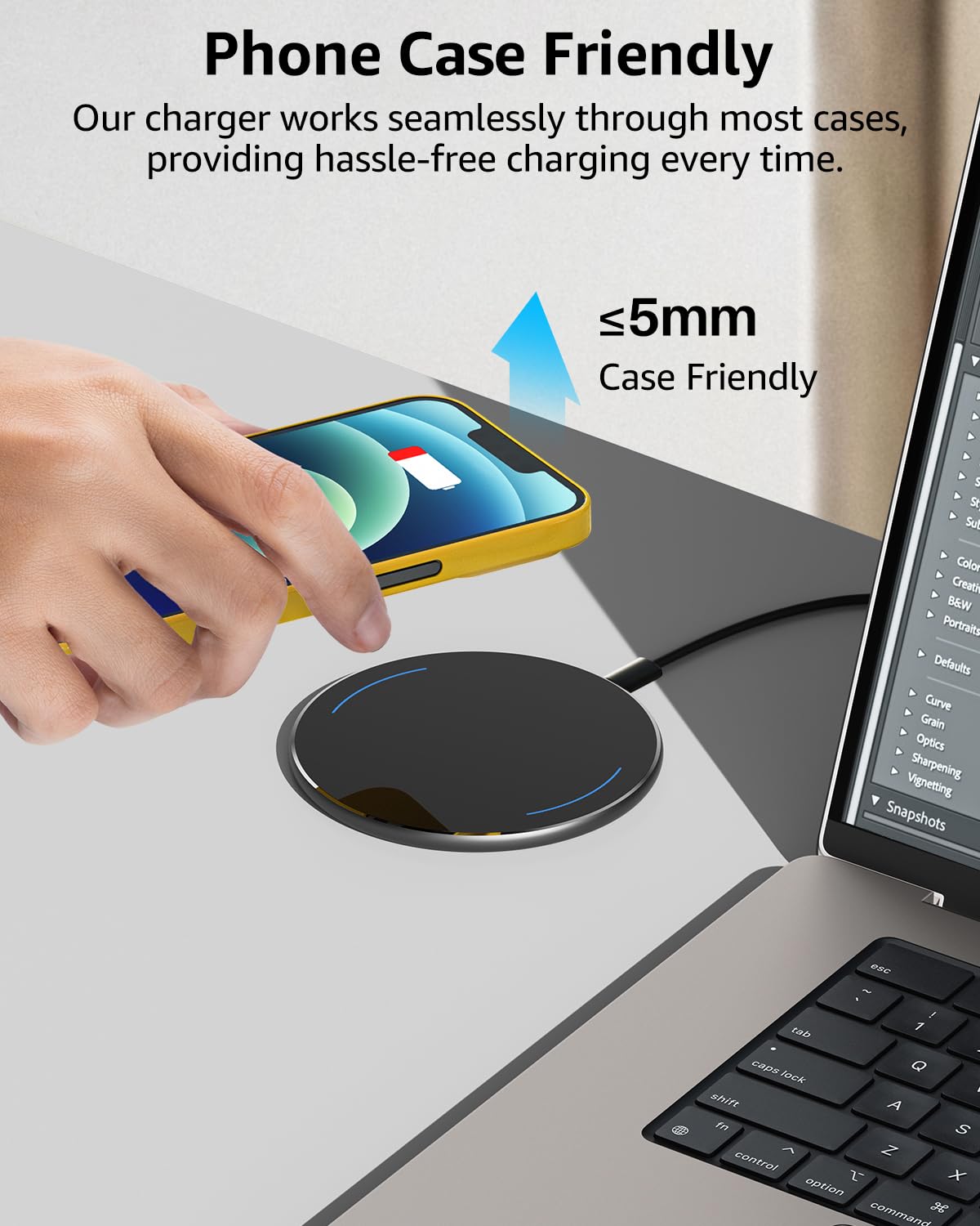 TOZO W1 New Anti-Slip Aircraft-Grade Aluminum Wireless Charger 15W Max Fast Wireless Charging Pad Compatible with iPhone 17/17 Pro/17 Pro