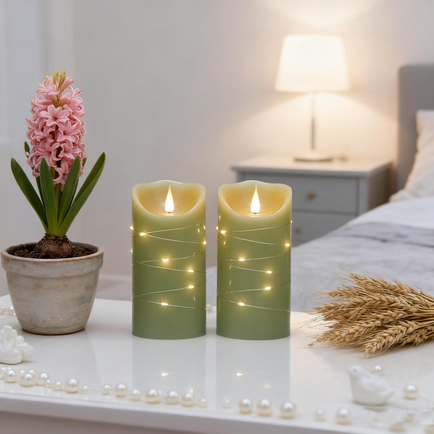 CFDECOR Flameless Candle with Timer,Battery Operated Flickering Led Candles with Remote,Realistic 3D Moving Flame Pillar Candles,Scalloped Edge,Real
