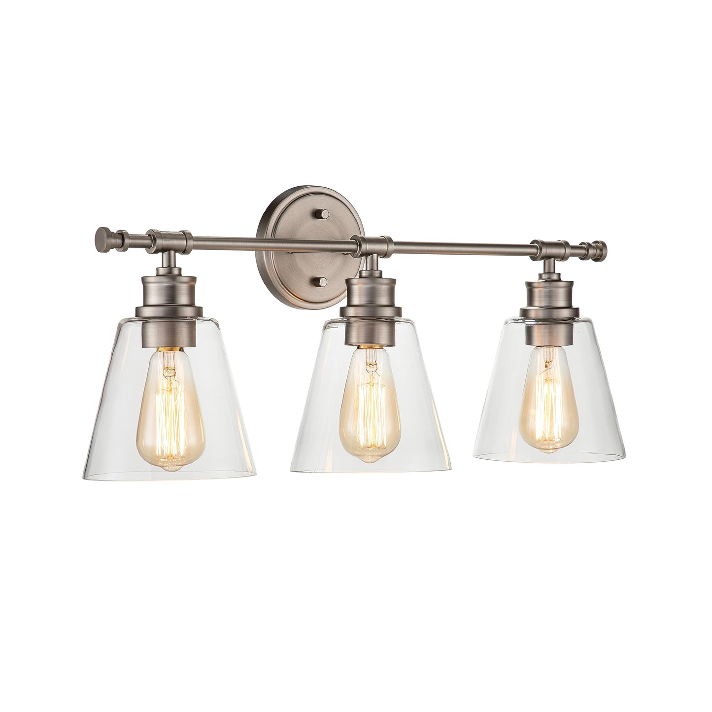 Aspen Creative 62340-09-3, Three-Light Metal Bathroom Vanity Wall Light Fixture, 23-3/4" Wide, Transitional Design in Brushed Nickel