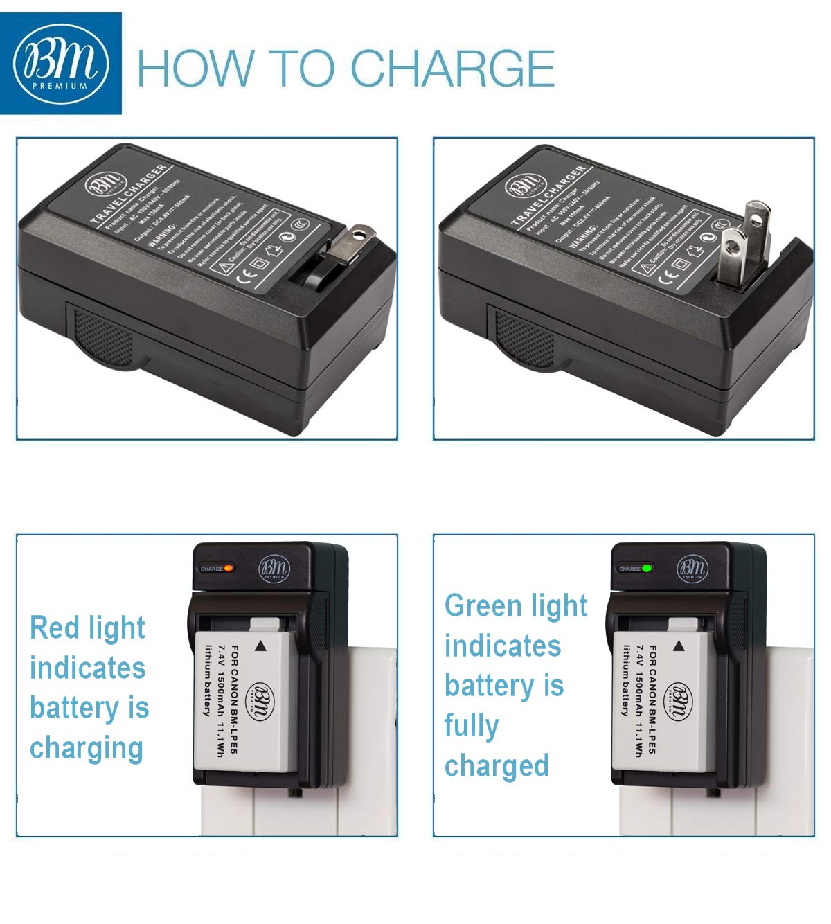 Big Mike's BM Premium LP-E5 Battery and Charger Kit for Canon EOS Rebel XS, Rebel T1i, Rebel XSi, 1000D, 500D, 450D, Kiss X3, Kiss X2, Kiss F Digital