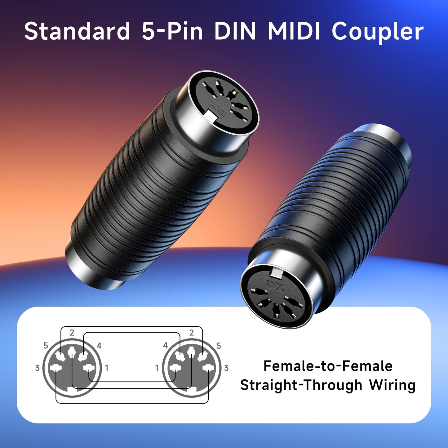 Cable Matters 2-Pack 5 Pin DIN MIDI Coupler Gender Changer (MIDI Extender Adapter)