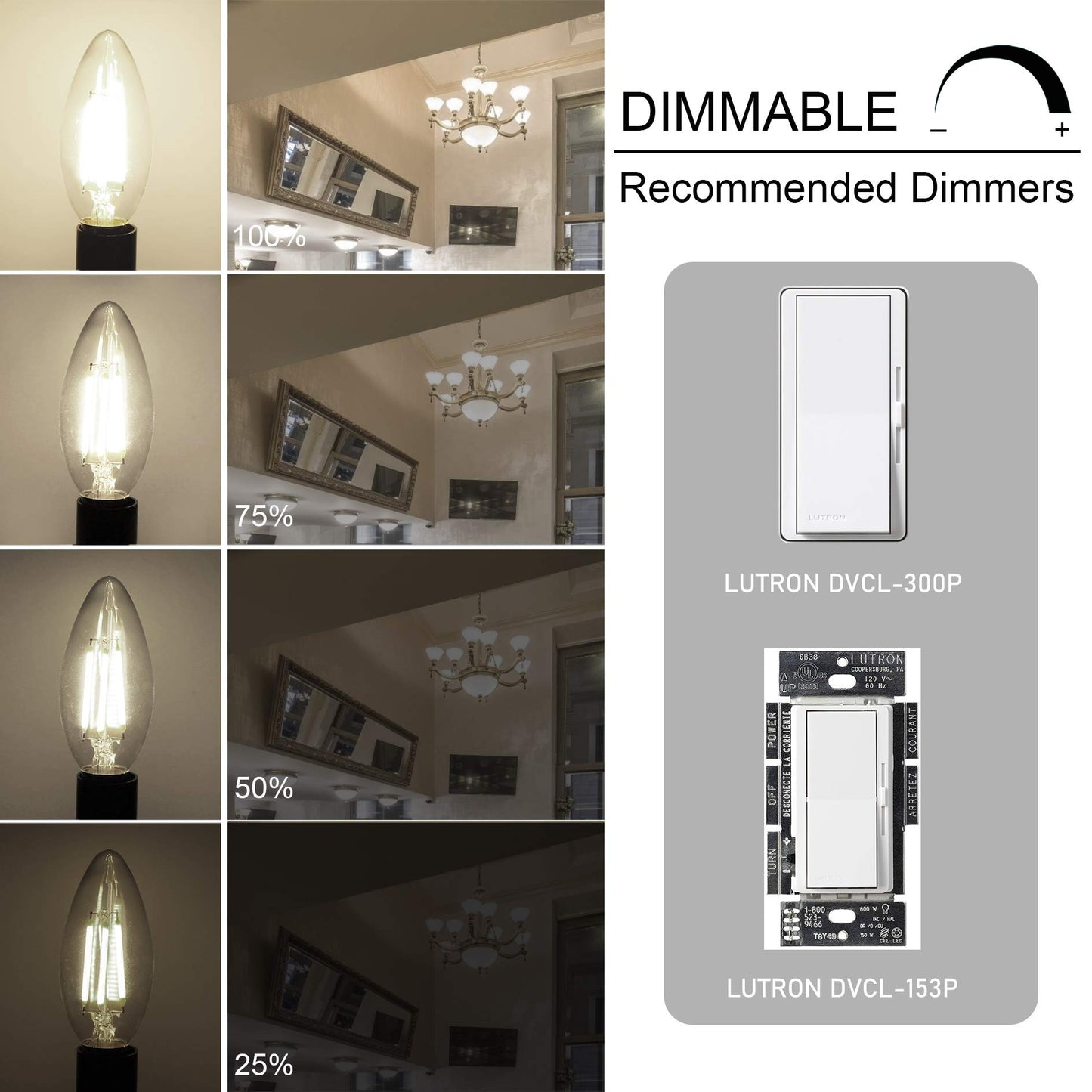 Cotanic Dimmable E12 Candelabra LED Bulb 4000K Daylight 60W Equivalent