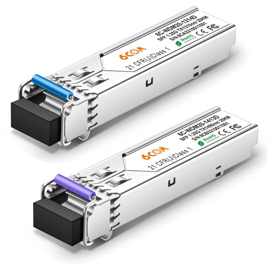 A Pair of 1.25G SFP Bidi Networking Transceiver 1000Base-BIDI, 1490nm/1310nm SMF, up to 20 km, Compatible with Cisco, Ubiquiti, Mikrotik, D-Link