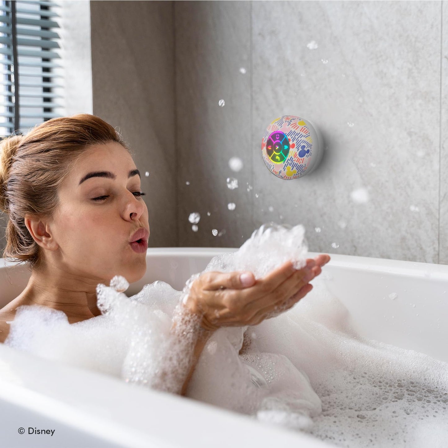 Disney Mickey Mouse and Friends LED Bluetooth Shower Speaker - Splashproof Speaker with Touch Controls + 5 HR Playtime - Mickey Mouse Gifts for Women