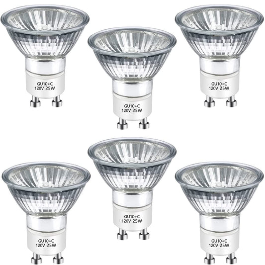 Edearkar MR16 Halogen Light Bulbs (6 Pack) 25W 120V 2500K Warm White Dimmable Flood Light Bulbs GU10 Base MR16 Halogen Bulbs for Family, Stores