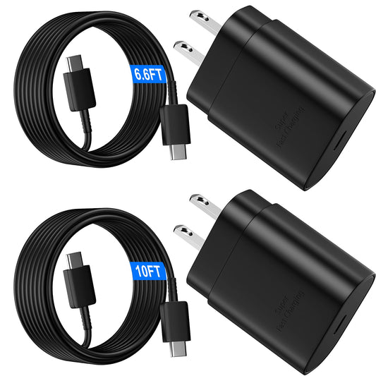 USB C Android Charger Fast Charging Cord, Super Fast Phone Chargers 10FT+6.6FT C to C Type Cable with 25W USBC Wall Block for Samsung Galaxy S26 S25