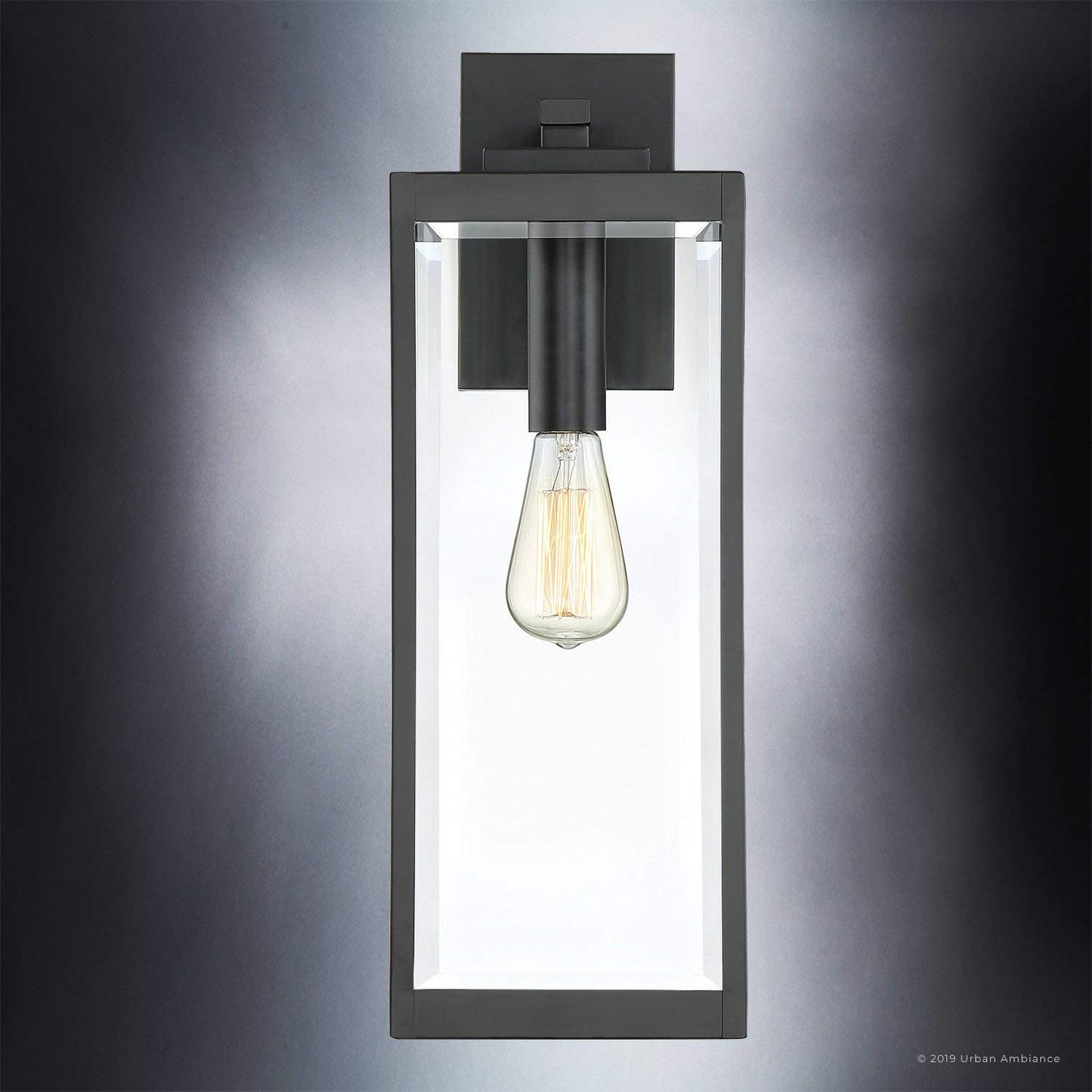 Urban Ambiance Luxury Modern Farmhouse Wall Light, Large Size: 20.00" H x 7.00" W, with Industrial Style Elements, Natural Black Finish, UQL1332