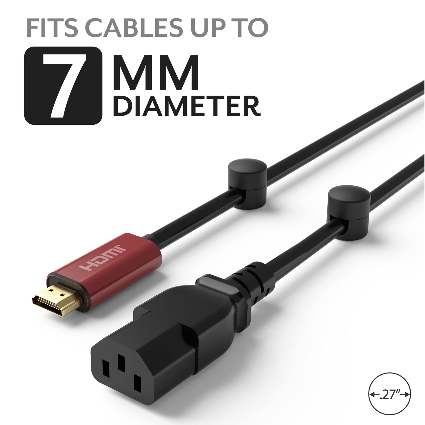 ICONIT Cable Anchors for Desk Organization Black | Premium Aluminum Cord Organizers | Charger + Cable Management Clips for Home & Office | Stylish