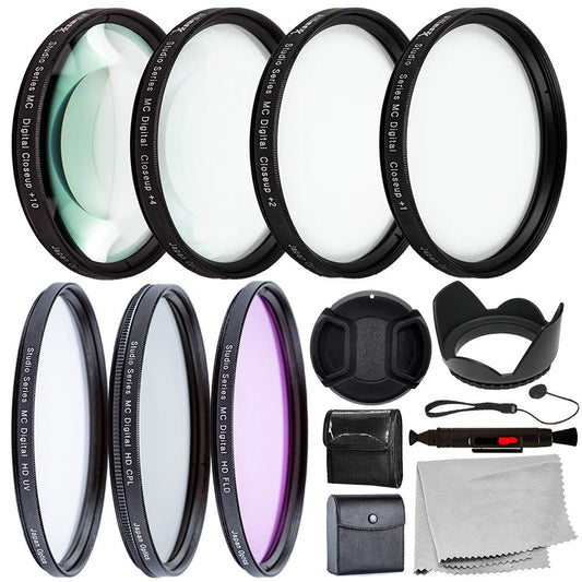Ultimaxx 52MM Complete Lens Filter Accessory Kit for Lenses with 52MM Filter Size: UV CPL FLD Filter Set + Macro Close Up Set (+1 +2 +4 +10)