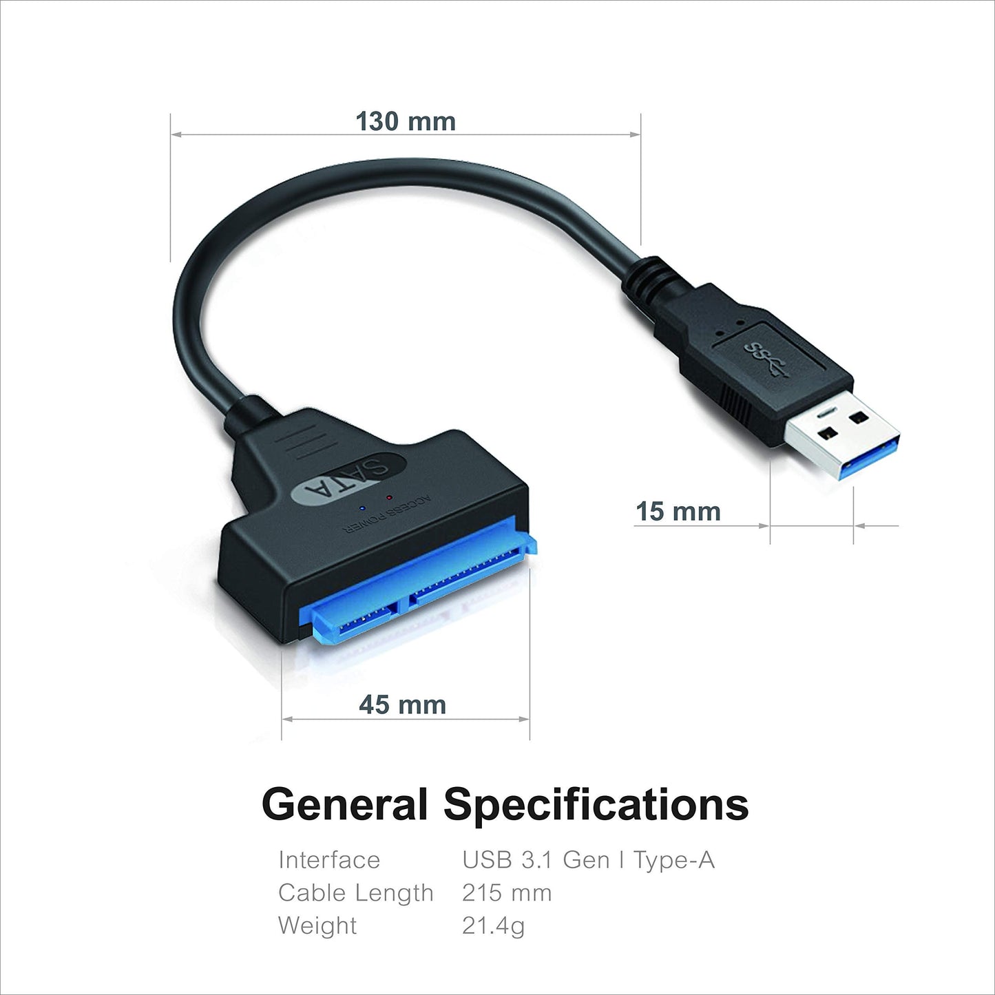 Mediasonic SATA to USB Cable - USB 3.0 / USB 3.2 Gen 1 to 2.5” SATA SSD/Hard Drive Adapter Support UASP (HND5-SU3)