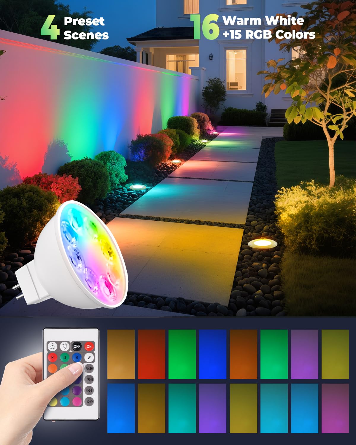 Makergroup MR16 Landscape Light Bulbs, Color Changing LED Bulbs 12V 3-Pack