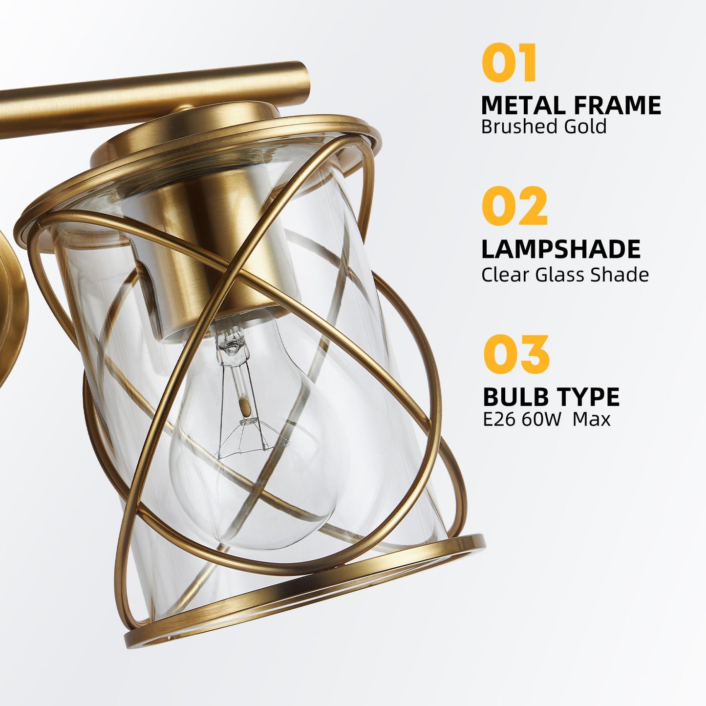 mavcadonf 2-Light UL Certified Brushed Gold Vanity Light, Metal Cage Shade Wall Sconce Over Mirror, Modern Farmhouse Light Fixture for Bathroom