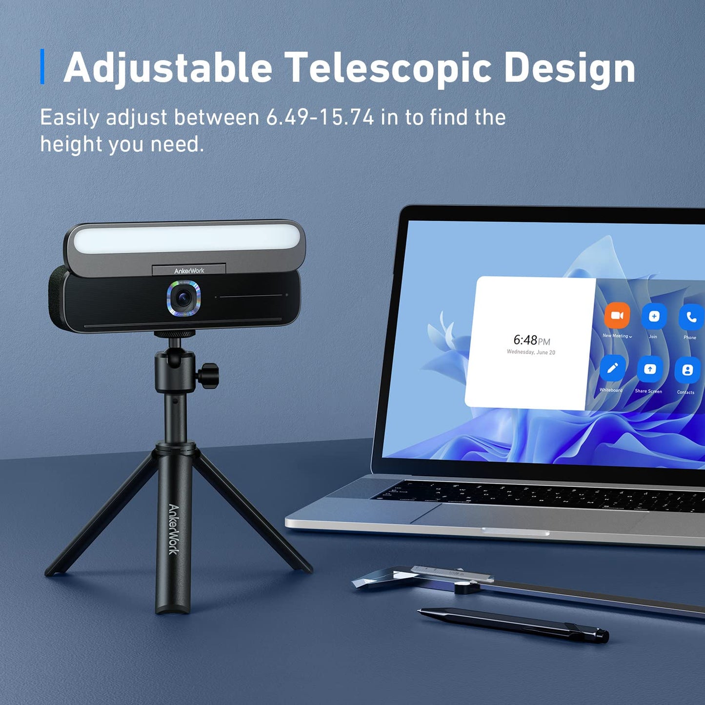 AnkerWork Mini Tripod by Anker, Stand for Webcam, Small Flexible Tripod