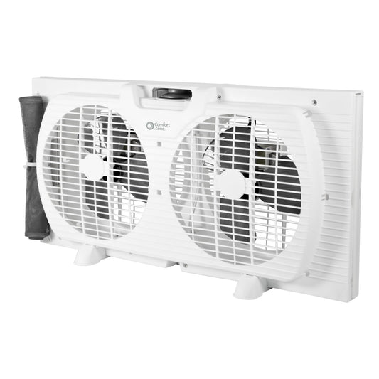 Comfort Zone Reversible Twin Window Fan with 3-Speeds & Expandable Width