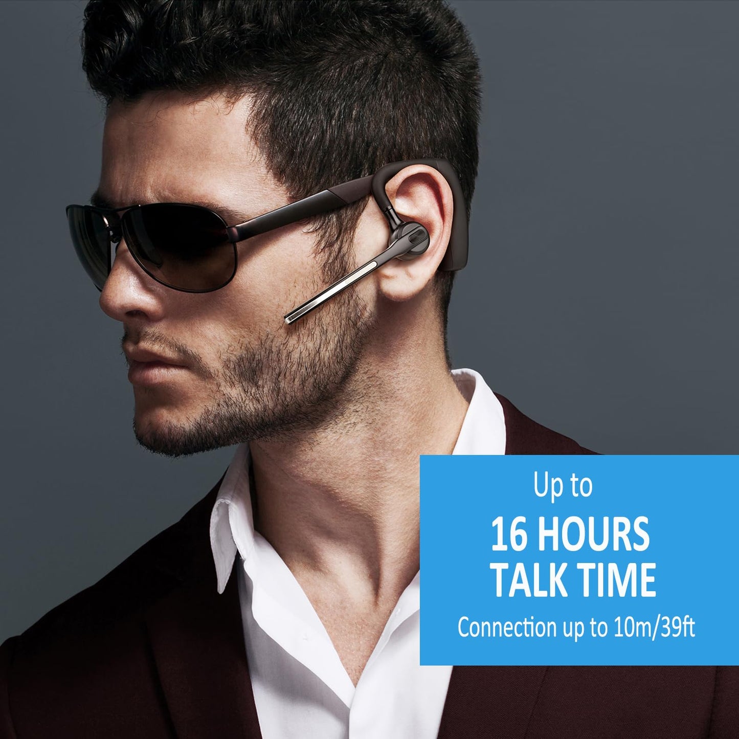Conambo K18 Bluetooth Headset V5.1, Wireless Headset with Dual Mic CVC8.0 Noise Canceling Hands Free Bluetooth Earpiece for Trucker Work Cell Phone