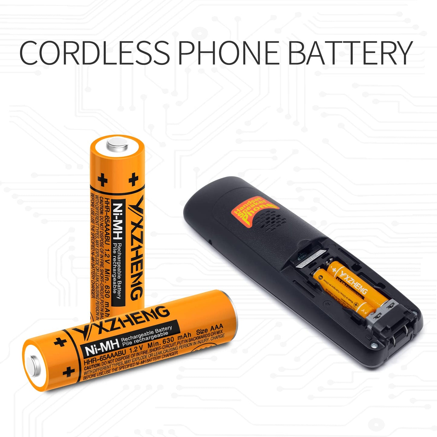 YXZHENG AAA Battery 8pcs 1.2V NI-MH Rechargeable 630mAh HHR-65AAABU Compatible with Panasonic Cordless Phone Recyclable 2000+ Times (8X HHR-65AAABU)