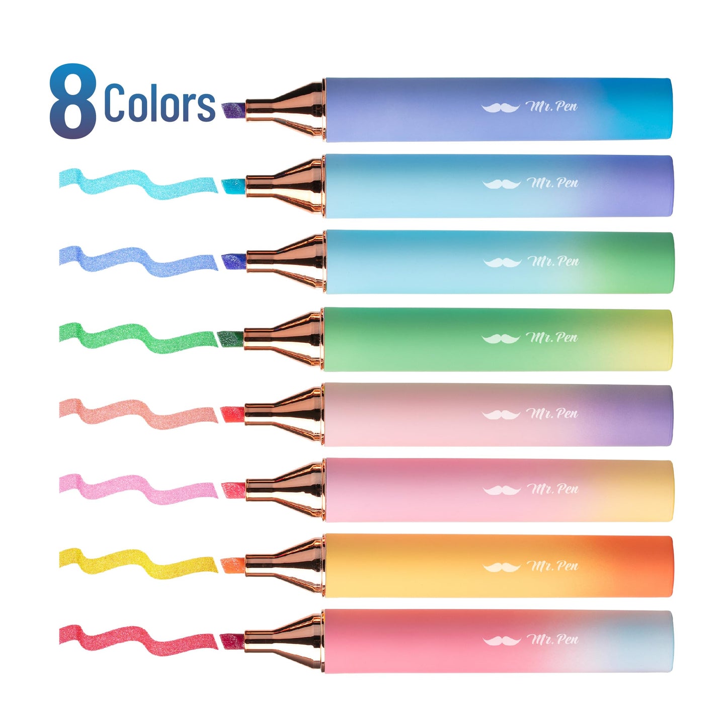 Mr. Pen- Glitter Highlighters, 8 Pack, Sunshine Colors