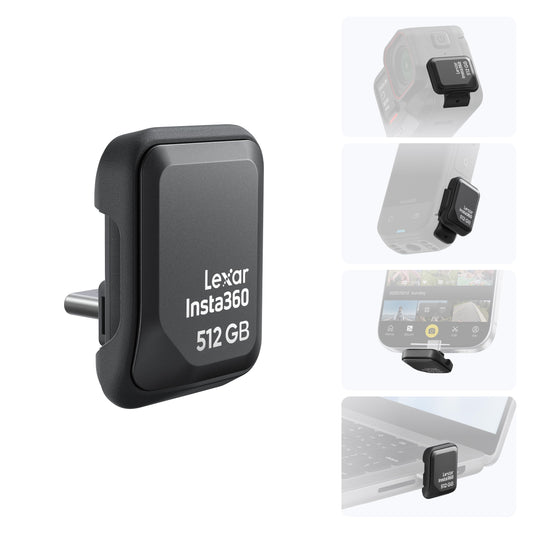 Insta360 Quick Reader 512GB Portable SSD - External USB-C Memory Stick Ace Pro 2, X5, X4 Air, iPhone, Android, Computer, Co-Developed with Lexar