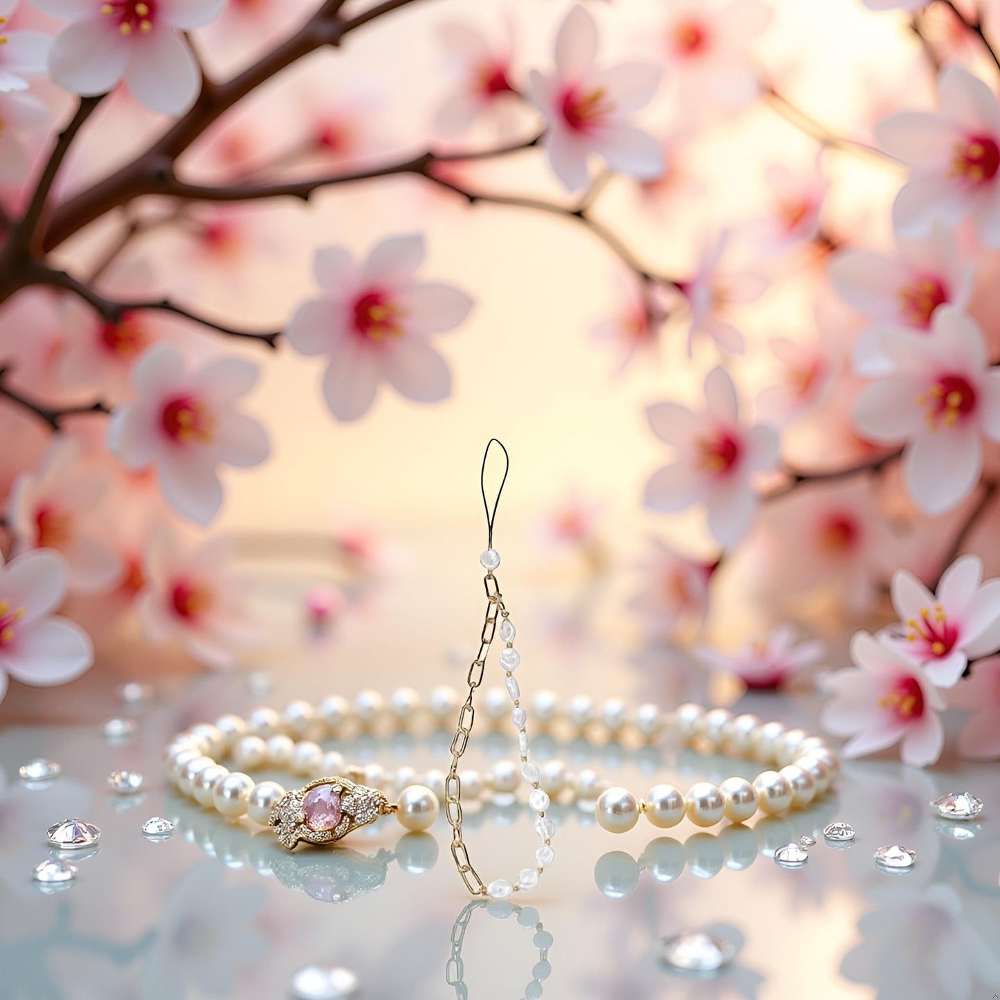 Jizlan 1Pc White Phone Lanyard, Metal Chain, Pearl Beaded Phone Charms, Universal Anti Lost Chain, Wrist Strap, Decorations Charm Keychain Accessories