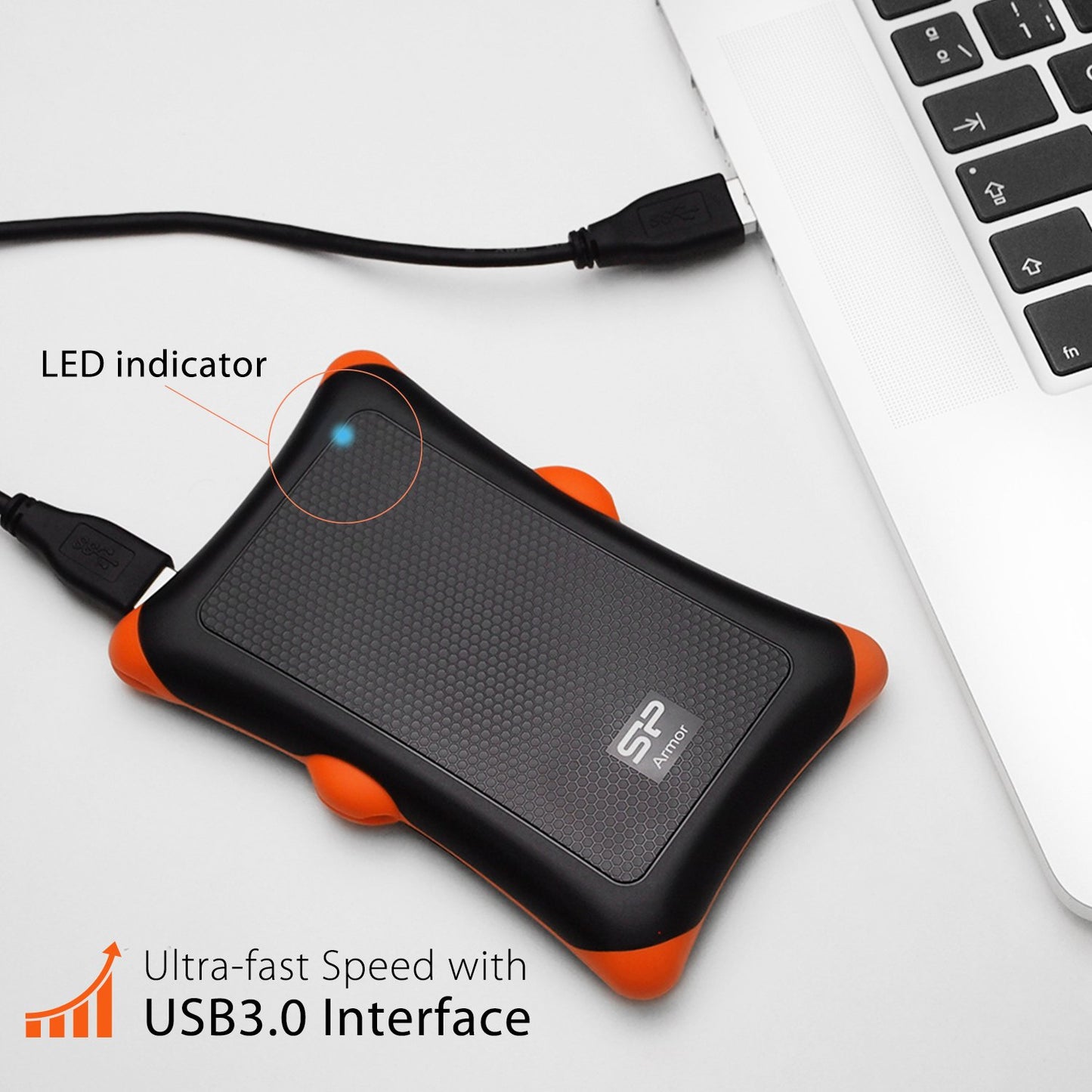 Silicon Power 1TB External Hard Drive Armor A30, Shockproof USB 3.0 for Xbox PS4 and PS5 Black