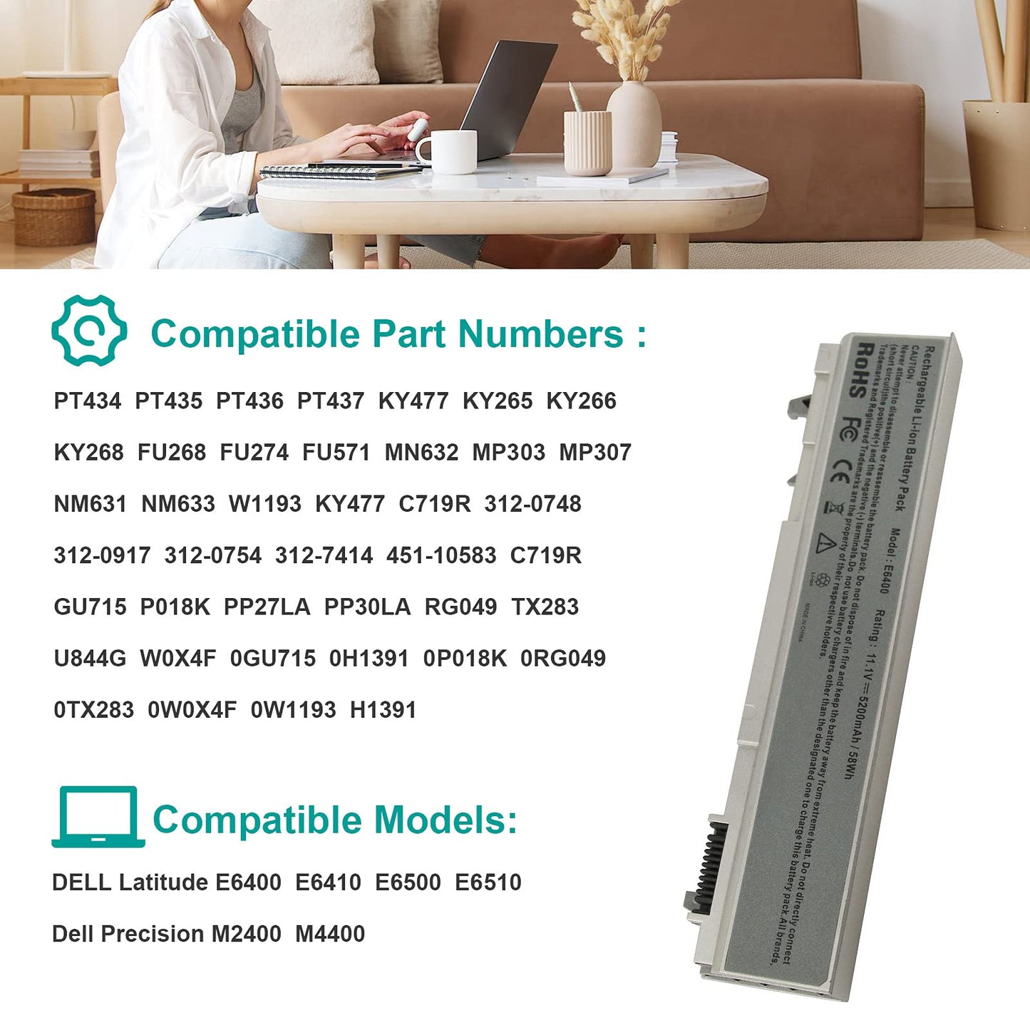 Fancy Buying New Laptop Battery for Dell Latitude E6400 E6410 E6500 E6510 Precision M2400 M4400 M4500 M6500