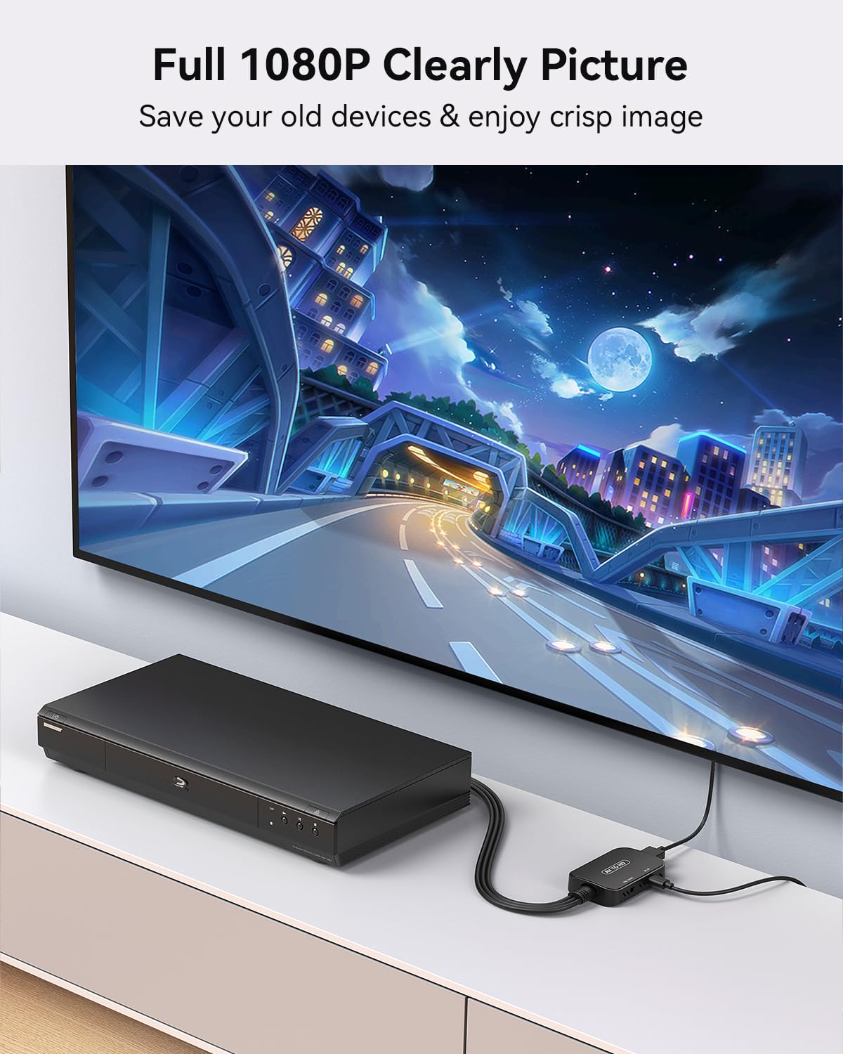 RCA to HDMI Adapter,Viagkiki AV Converter,RCA Female to HDMI Converter Composite Audio Video Converter for PS1, PS2, PS3, STB, Xbox, VHS