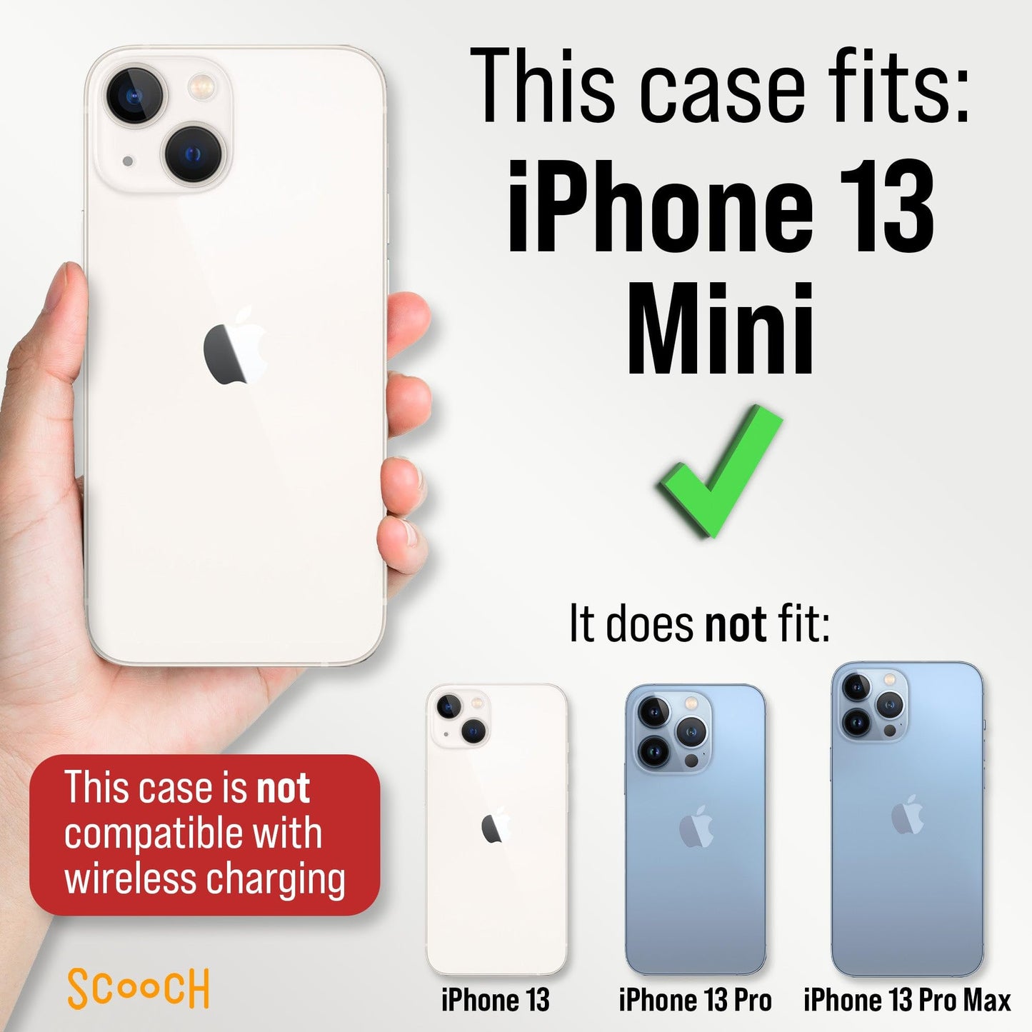 Scooch for iPhone 13 Mini Case with Card Holder, Wingmate Wallet Case with Hidden Card Slot and RFID Protection, Holds 3 to 4 Cards, 10-Foot Drop